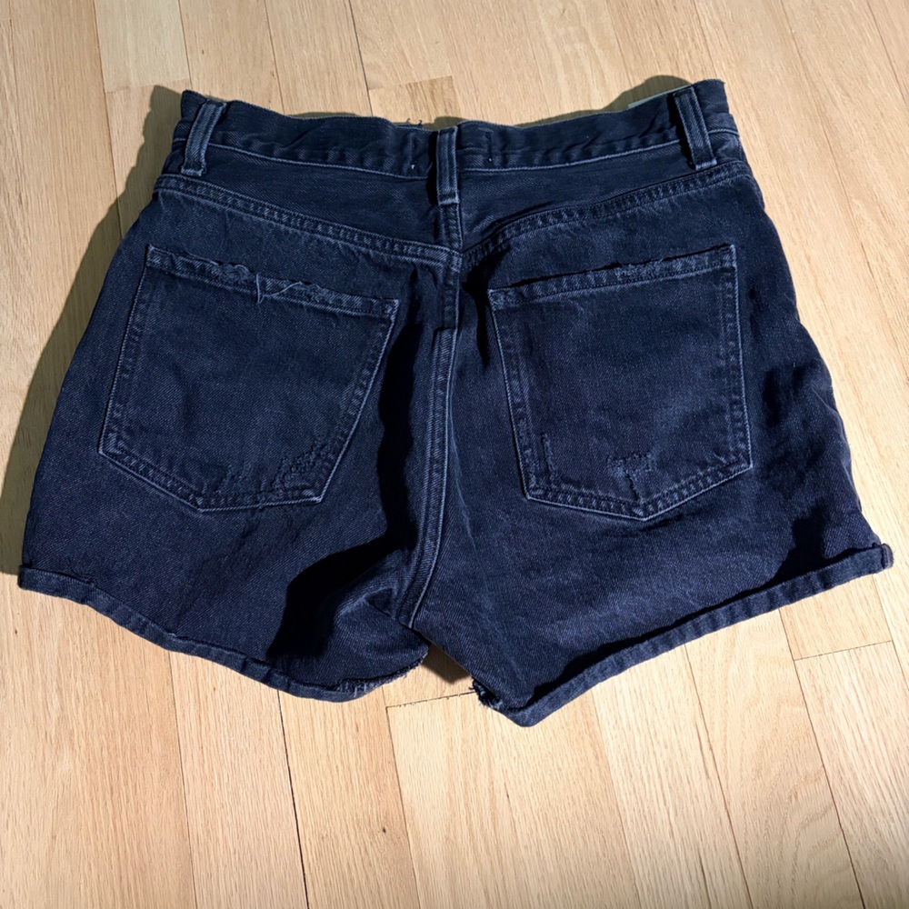 AGOLDE Dee Black Denim Shorts Size 26 High Rise Button Fly Organic Cotton - Picture 4 of 4